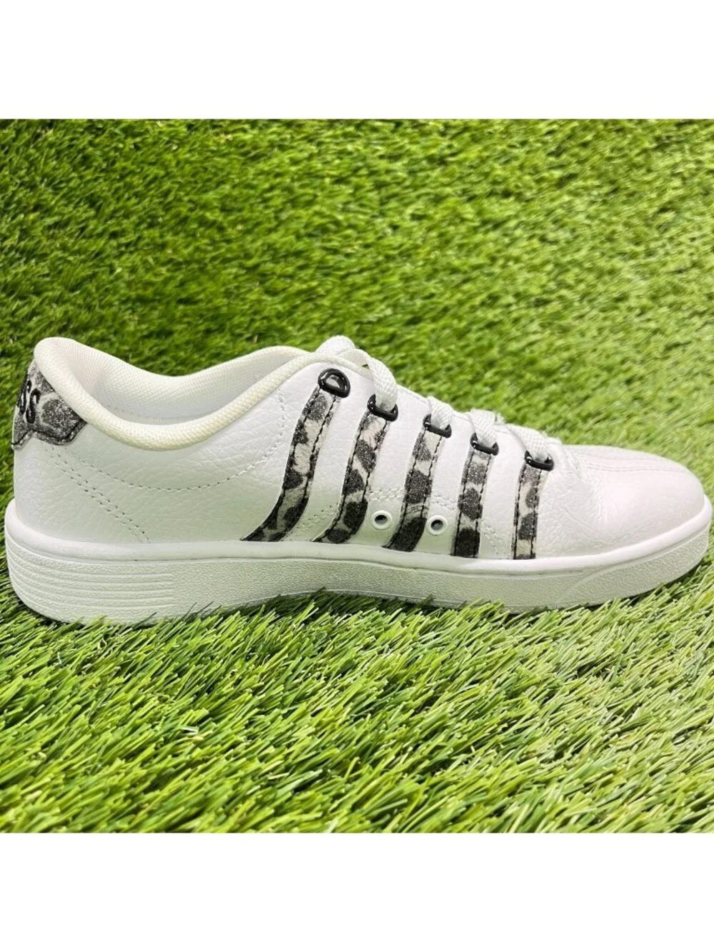 K-Swiss Court Pro II Leopard Womens Size 6 White Black Athletic Shoes Sneakers